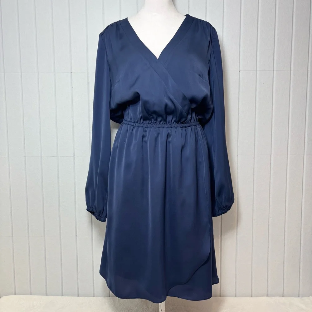 Lilly Pulitzer Deep Blue Long Sleeve Wrap Style Mini Dress Women’s‎ Size M